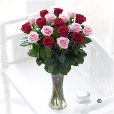 Large Elegant Pink &amp; Red Rose Vase Arrangement