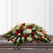 Large Mixed Casket Spray - Red and Green
